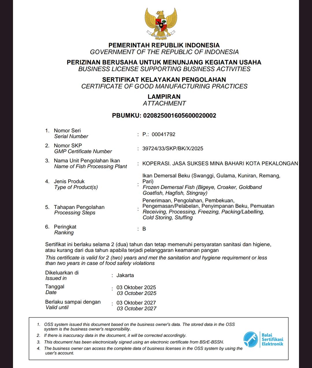 SKP Ikan Demersal Beku